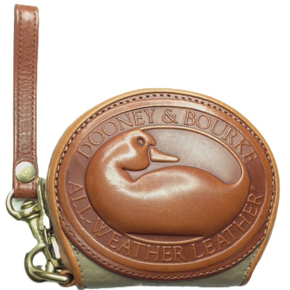 🦆 Vintage Dooney & Bourke Big Duck Coin Purse #W53 in Taupe & British Tan